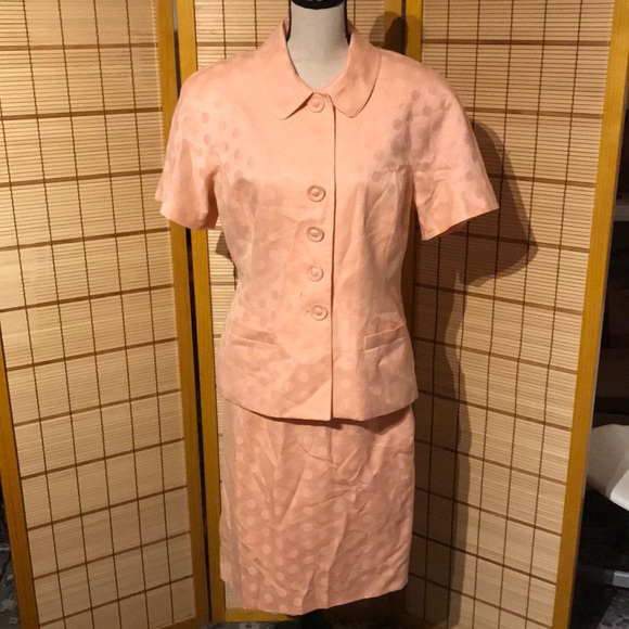 Dior polka dot salmon suit sz 10